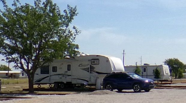 Fifth-wheel RVs on long-term sites at Stoney Acres, Ponder, TX